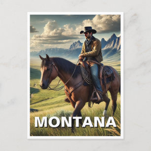 Montana Cowboy on a horse Postcard