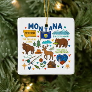 Montana Custom Family Trip Christmas Ceramic Ornament