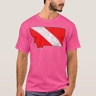 Montana Dive Flag Scuba Diving State Map Dive Flag T-Shirt