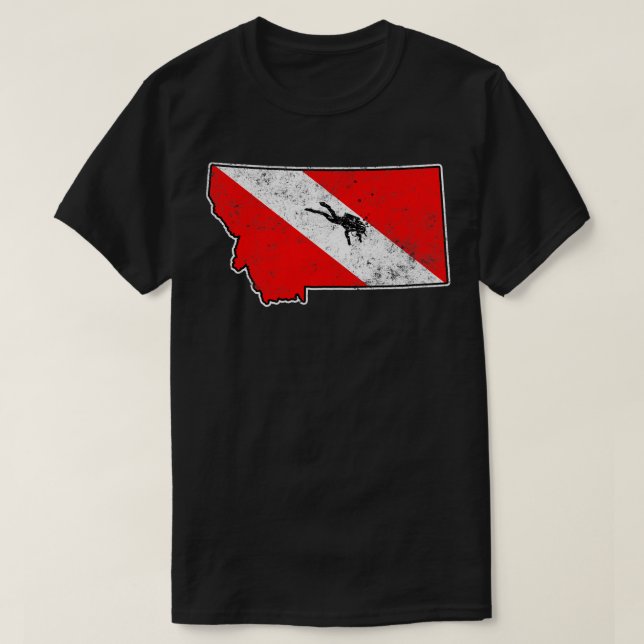 Montana Dive Flag Scuba Diving State Map Dive Flag T-Shirt (Design Front)