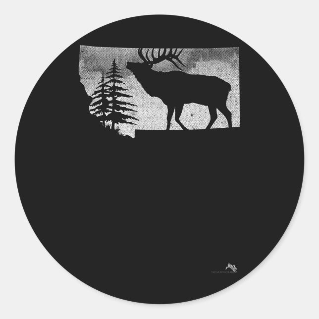 Montana Elk Hunter  Classic Round Sticker (Front)
