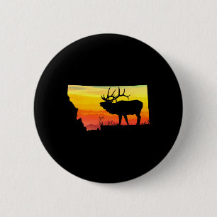 Montana Elk Hunter Dad Vintage Retro Sun Bow Hunti 6 Cm Round Badge