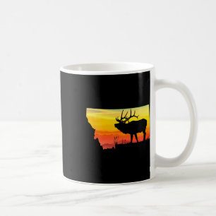 Montana Elk Hunter Dad Vintage Retro Sun Bow Hunti Coffee Mug