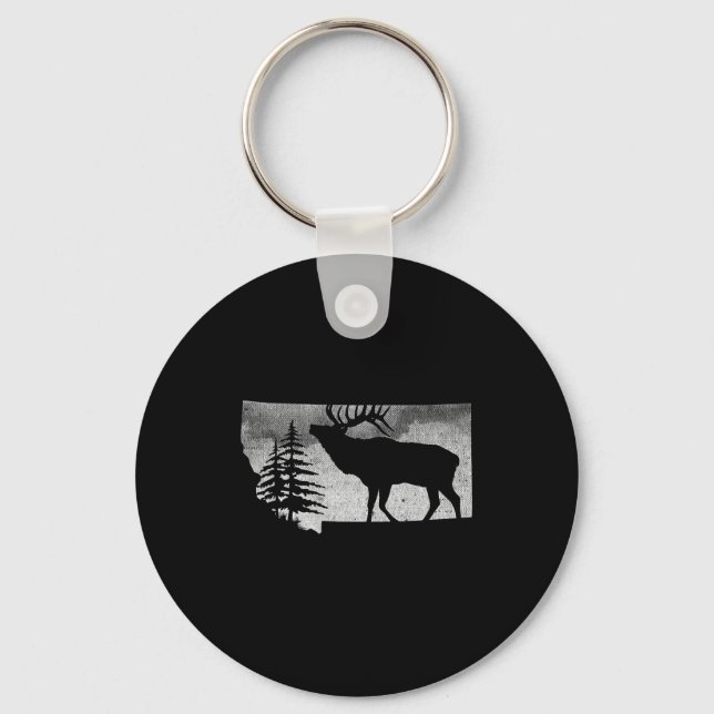 Montana Elk Hunter  Key Ring (Front)