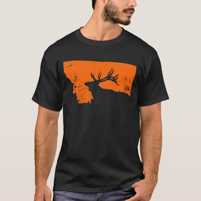 Montana Elk Hunter, Montana Elk Hunting, Elk T-Shirt (Front)