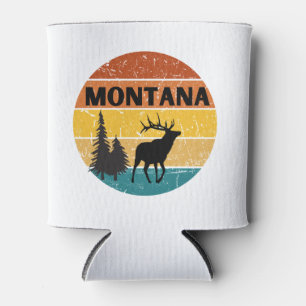 Montana Elk Vintage Sun. outdoorsmen, sportsmen Can Cooler