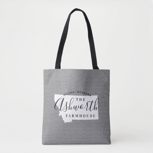 Montana Family Monogram State Tote Bag (Front)