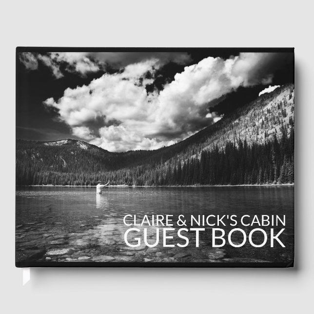 Montana Fisherman -- Personalised Mountain Cabin Guest Book (Front)