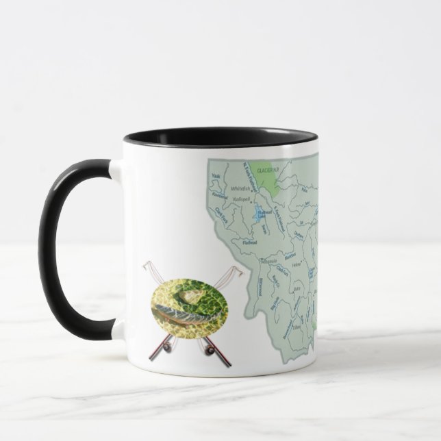Montana Fishing Rivers Map Mug (Left)