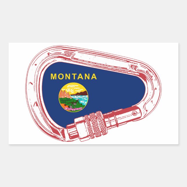 Montana Flag Climbing Carabiner Rectangular Sticker (Front)