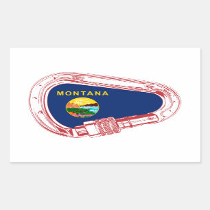 Montana Flag Climbing Carabiner Rectangular Sticker