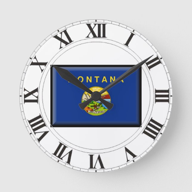 Montana Flag Round Clock (Front)