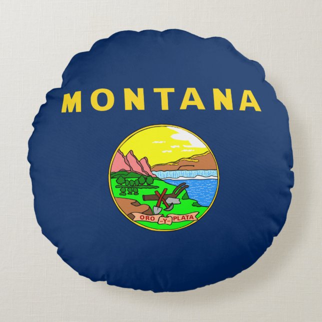 Montana flag round cushion (Front)