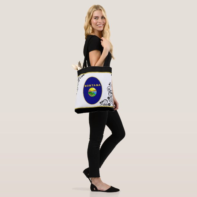 Montana flag tote bag (On Model)