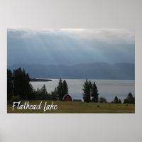 Montana Flathead Lake Shore Red Barn Trees