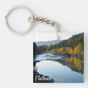Montana Flathead River In Fall Mountains Trees Key Ring