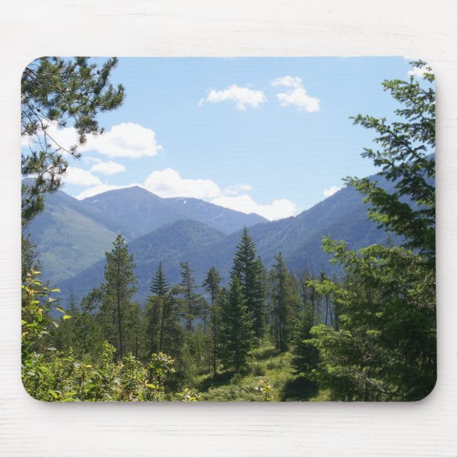 Montana Forest and Mountains Scenic View Mouse Mat (Front)
