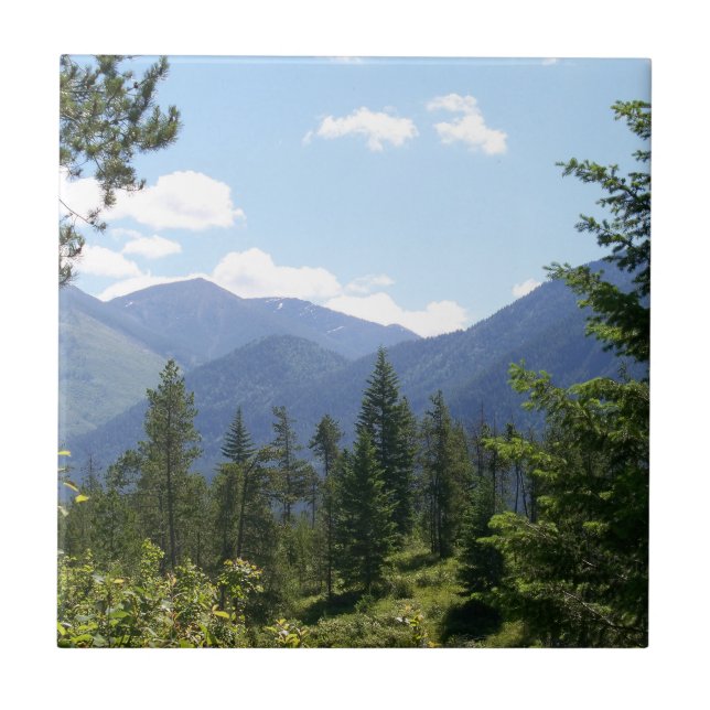 Montana Forest and Mountains Scenic View Tile (Front)
