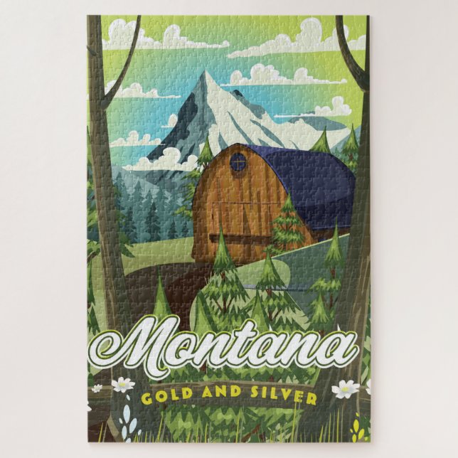 Montana "Gold and Silver" travel poster Jigsaw Puzzle (Vertical)