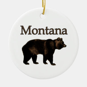 Montana Grizzly Bear Ceramic Tree Decoration