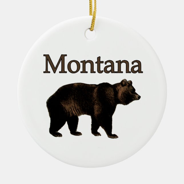 Montana Grizzly Bear Ceramic Tree Decoration (Front)