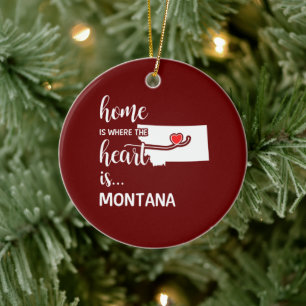 Montana home is where the heart is ceramic tree decoration