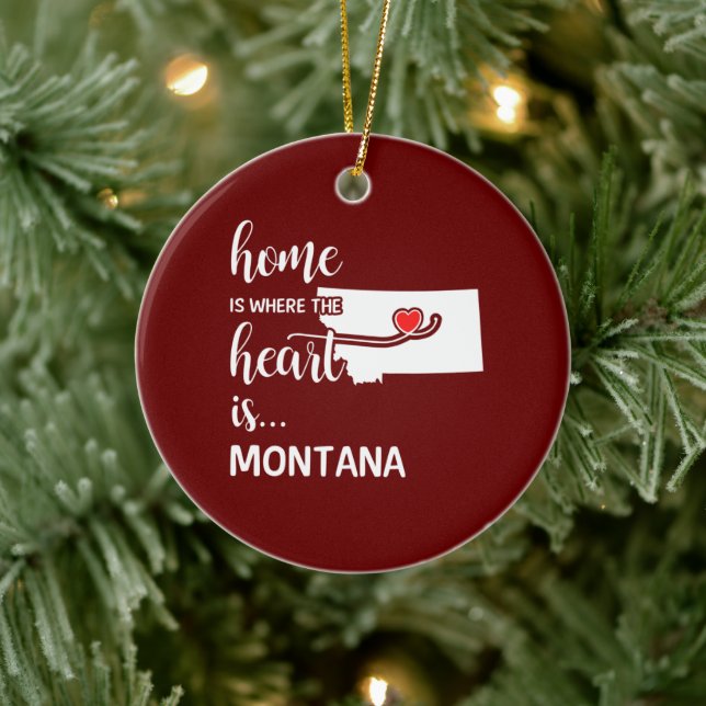Montana home is where the heart is ceramic tree decoration (Tree)