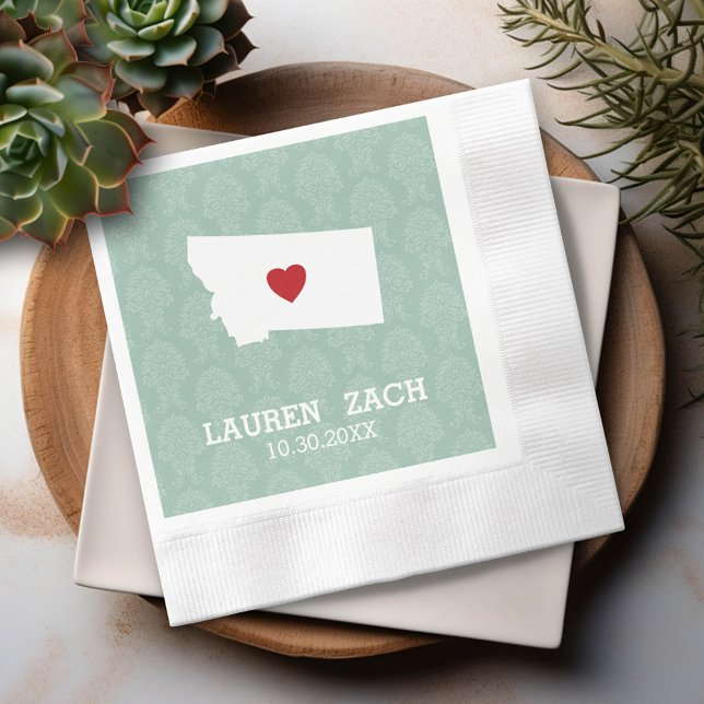 Montana Home State City Map - Custom Wedding Napkin (Custom Napkin)