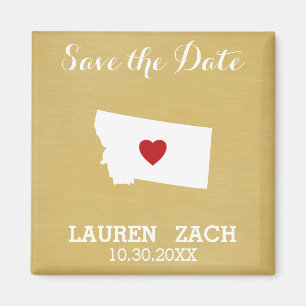 Montana Home State City Wedding Save the Date map Magnet
