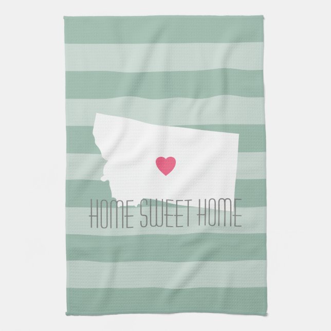 Montana Home State Love with Custom Heart Tea Towel (Vertical)
