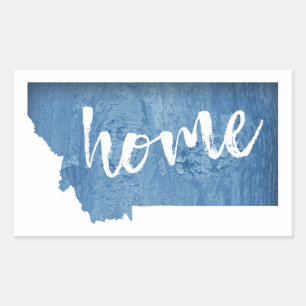 Montana Home Wood Grain Rectangular Sticker