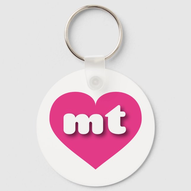 Montana hot pink heart - I love mt Key Ring (Front)