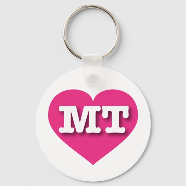 Montana Hot Pink Heart - I love MT Key Ring (Front)