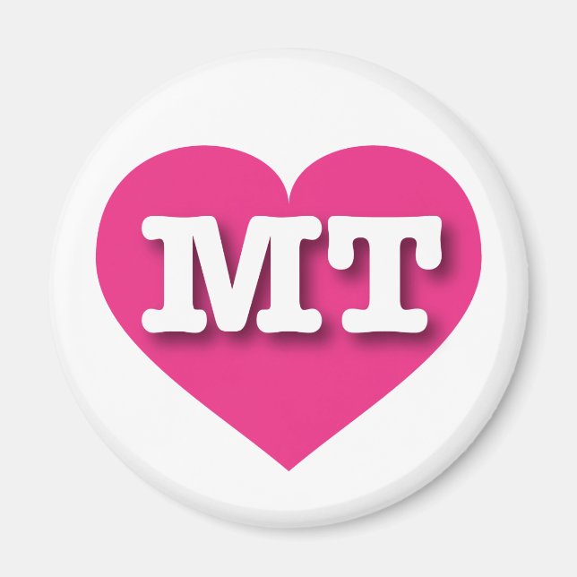 Montana Hot Pink Heart - I love MT Magnet (Front)