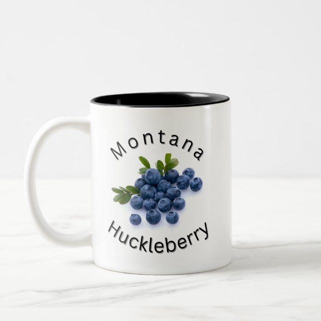 Montana Huckleberry. Sportsmen, Montana, Outdoors Two-Tone Coffee Mug (Left)