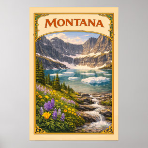 Montana Iceberg Lake Vintage Travel Poster