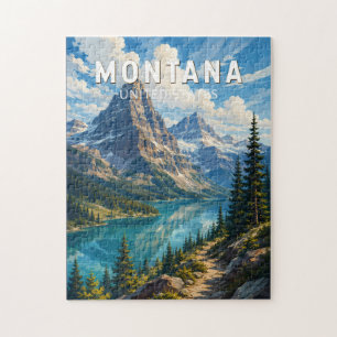 Montana Illustration Travel Art Vintage Jigsaw Puzzle