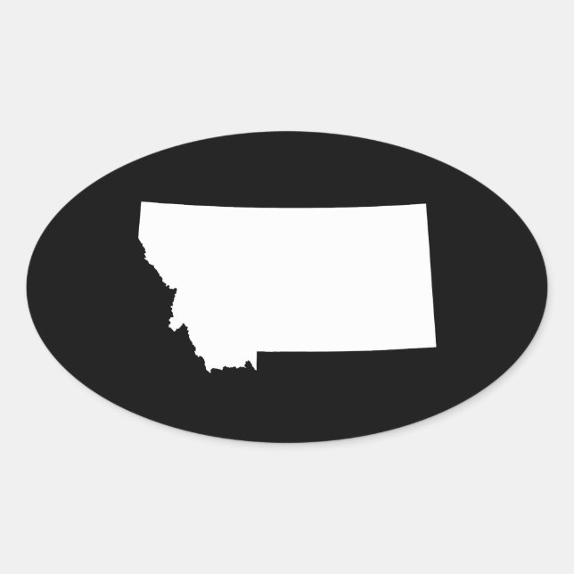 Montana in White and Black Oval Sticker (Front)
