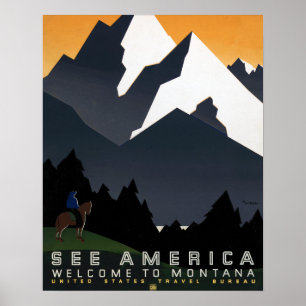 Montana Landscape Art Unedited Vintage Photos Old  Poster