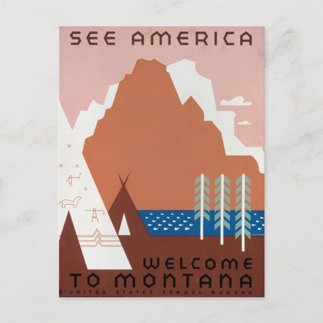 Montana Landscape Art Vintage Photos Old Aesthetic Postcard (Front)