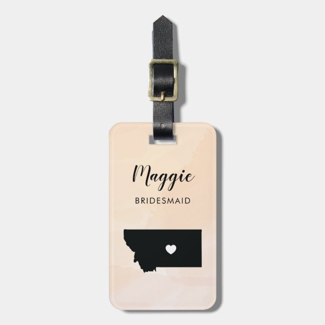 Montana Map Luggage Tag, Wedding Party Welcome Tag (Front Vertical)