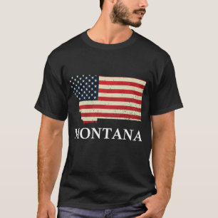 Montana Map State American Flag 4th Of July Pride T-Shirt
