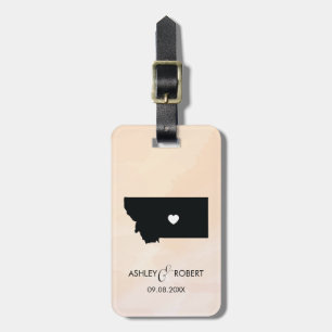 Montana Map Wedding Luggage Tag, Couple's Name Luggage Tag