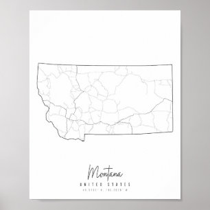 Montana Minimal Street Map Poster