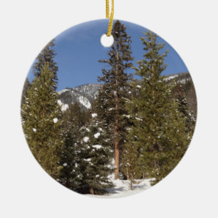 Montana Mountain Trails in Winter Landscape Photo Ceramic Tree Decoration
