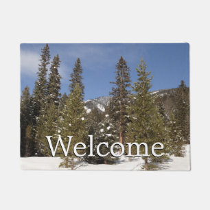 Montana Mountain Trails in Winter Landscape Photo Doormat