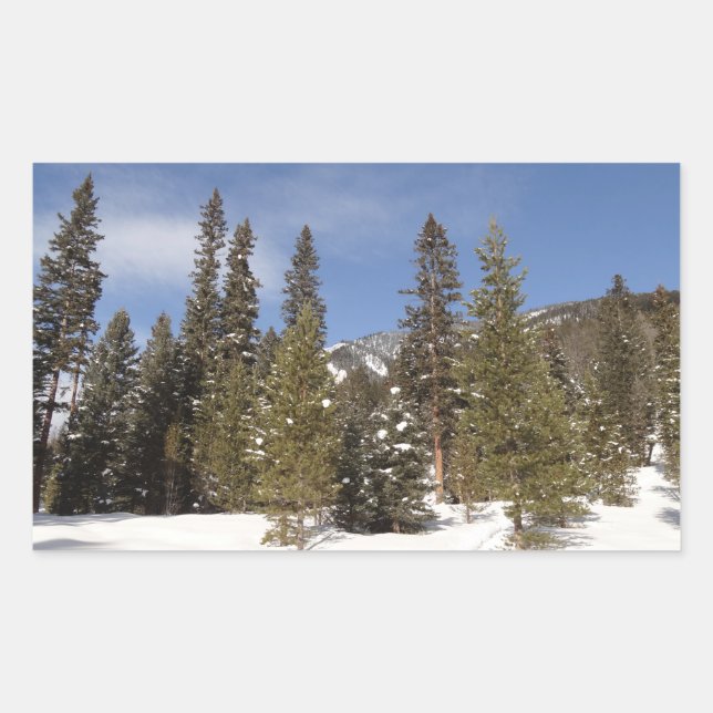 Montana Mountain Trails in Winter Landscape Photo Rectangular Sticker (Front)