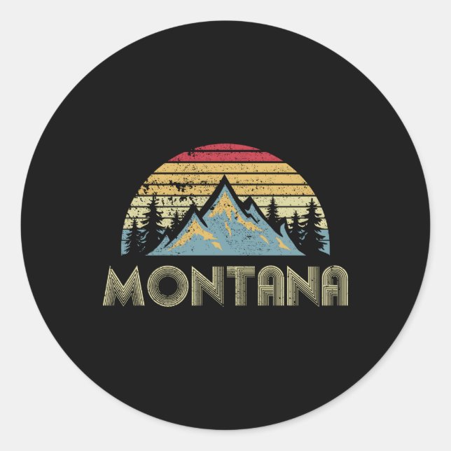 Montana Mountains Camg Hiking Classic Round Sticker (Front)