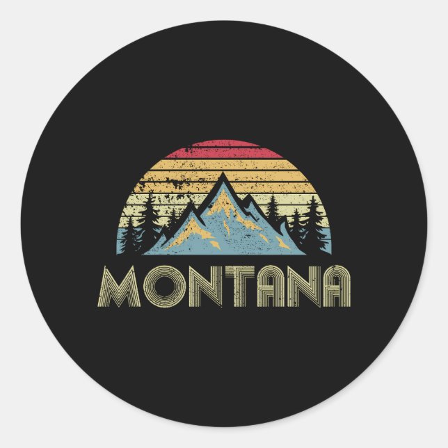 Montana Mountains Camping Hiking Classic Round Sticker (Front)