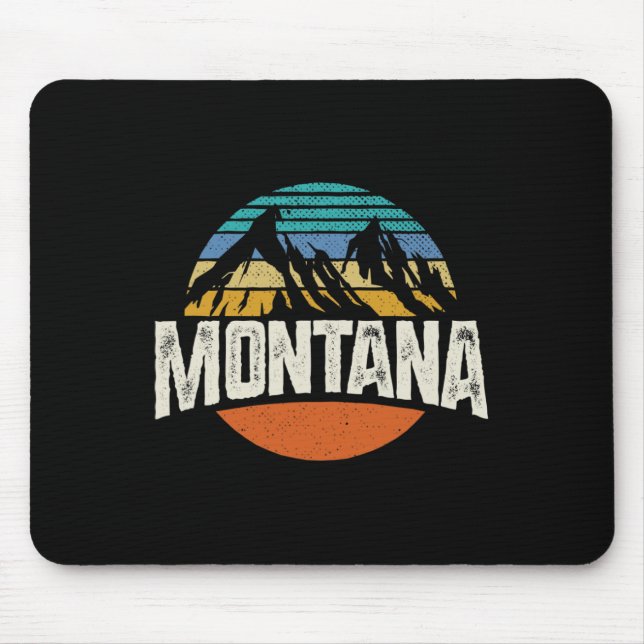 Montana Mountains Retro Design Hiking Mt  Mouse Mat (Front)